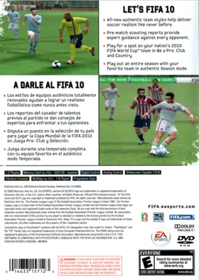 FIFA Soccer 10 box cover back